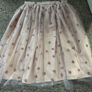 NWOT sequin heart skirt size L